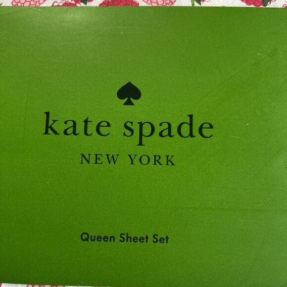 Kate Spade Queen Sheet Set Pink Red Raspberry Cotton Percale Sweet Valentine - Picture 2 of 6